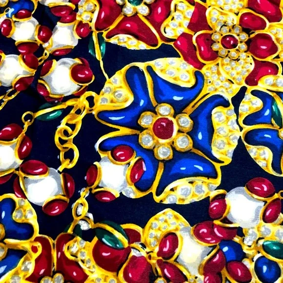 CHANEL Jewel Motif Silk Scarf in Navy, AUTHENTIC 35” x 35” - Picture 3 of 8